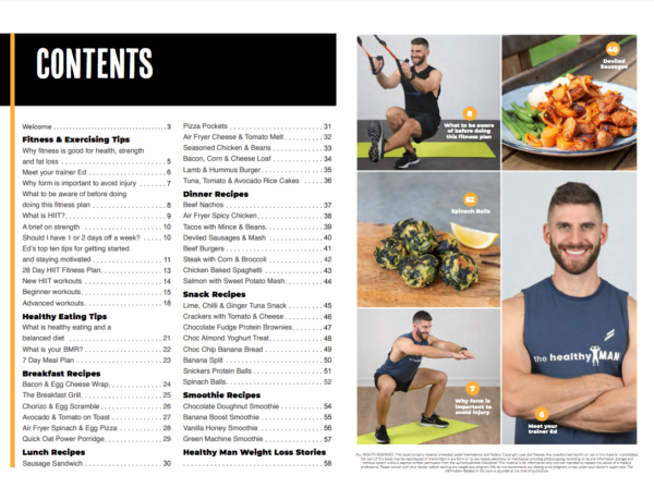 ebook-contents 28 Day Fitness Challenge Plan and eBook